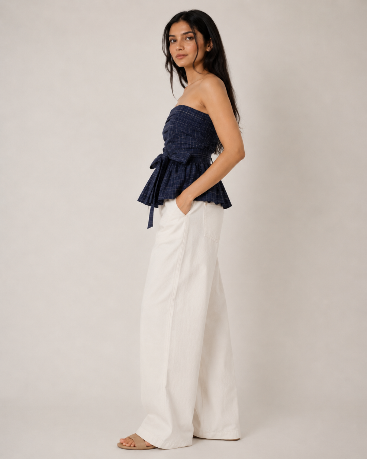 Strapless Peplum Top