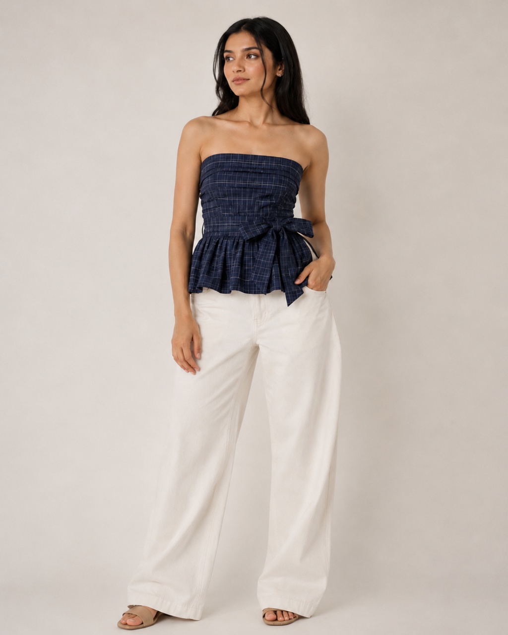 Strapless Peplum Top