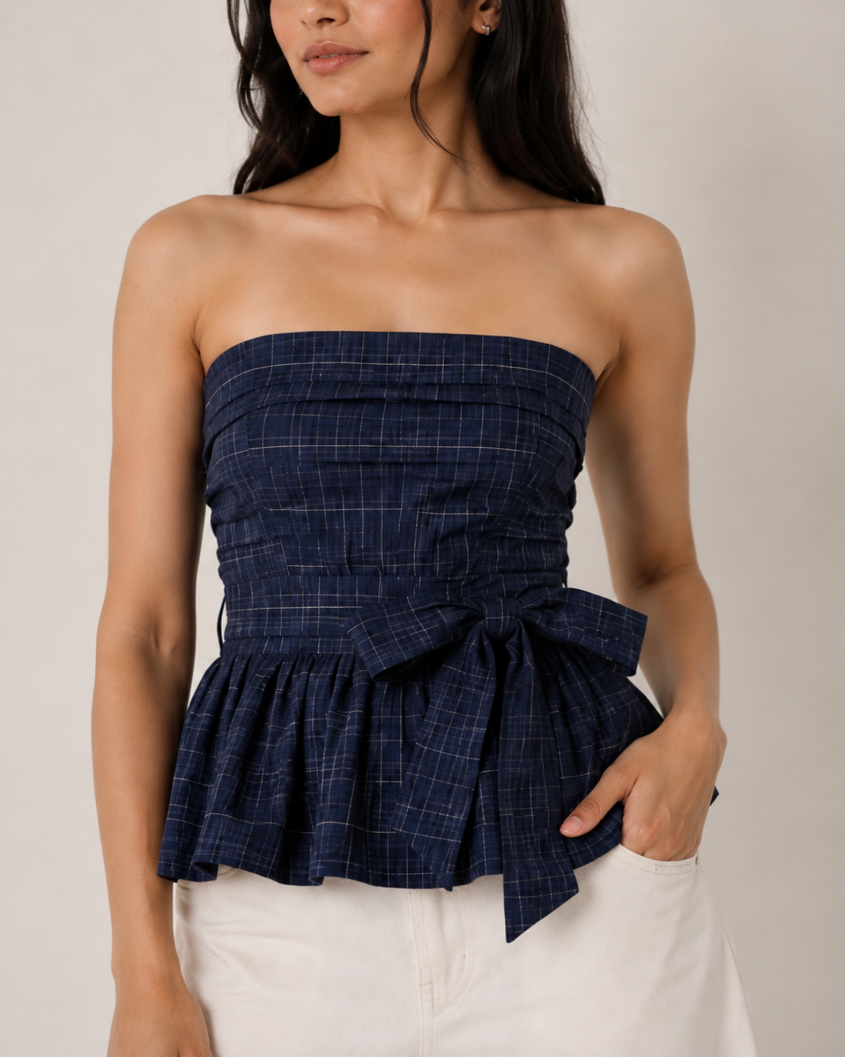 Strapless Peplum Top