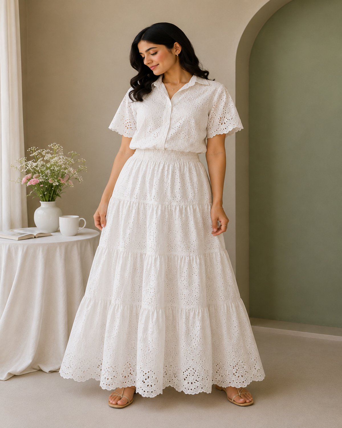 Broderie White Co-ord set