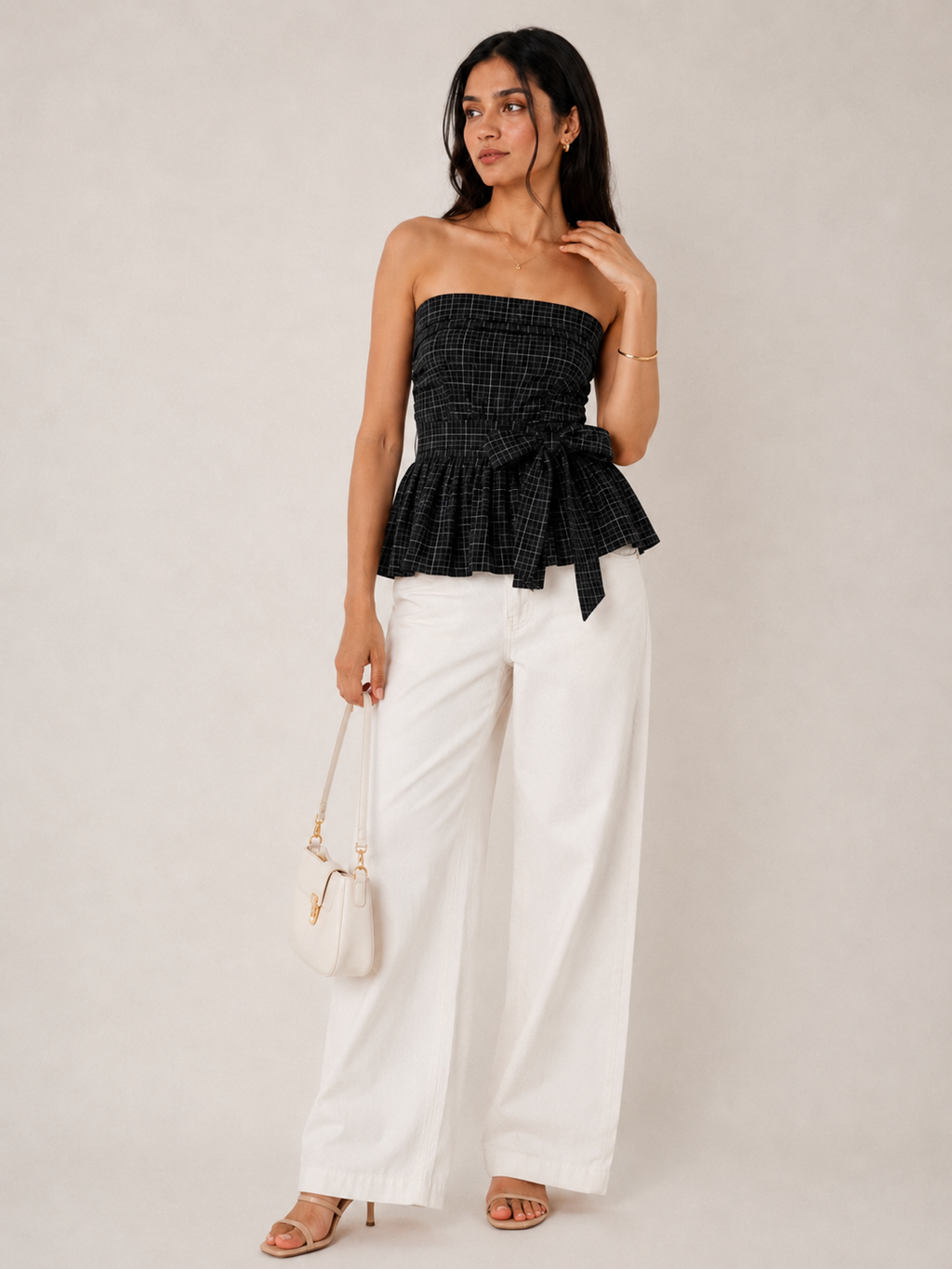 Strapless Peplum Top